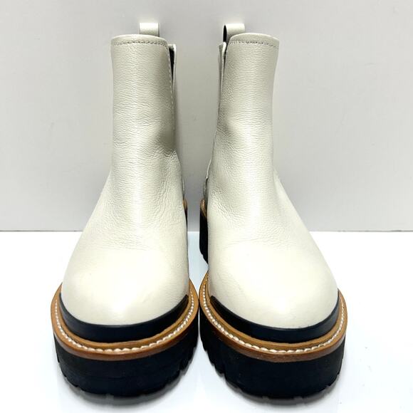 Marc Fisher LTD ilora Ivory Chelsea Boots Women 6M Pebble Leather PullOn 2" Heel - Picture 2 of 11